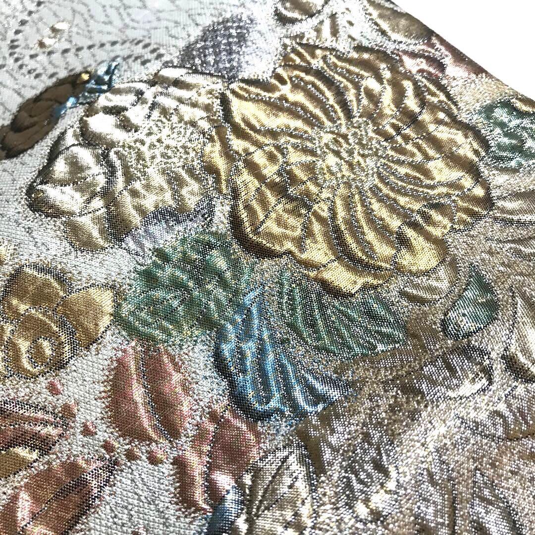 ［6801］袋帯 美品 辻ヶ花 ふくれ織 金銀糸 六通 正絹 着物 フォーマル