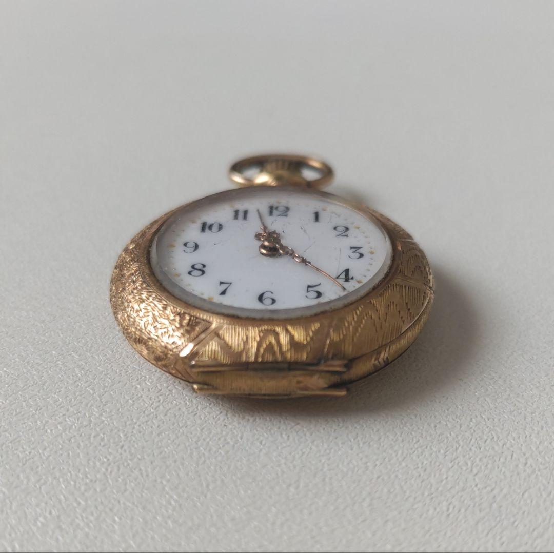 【懐中時計】手巻き アンティーク 稼働品0.585（14金）記載あり