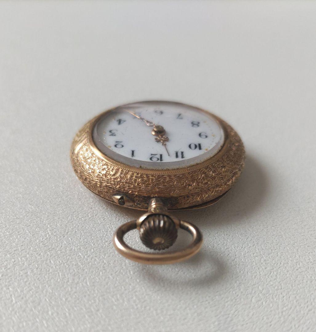 【懐中時計】手巻き アンティーク 稼働品0.585（14金）記載あり