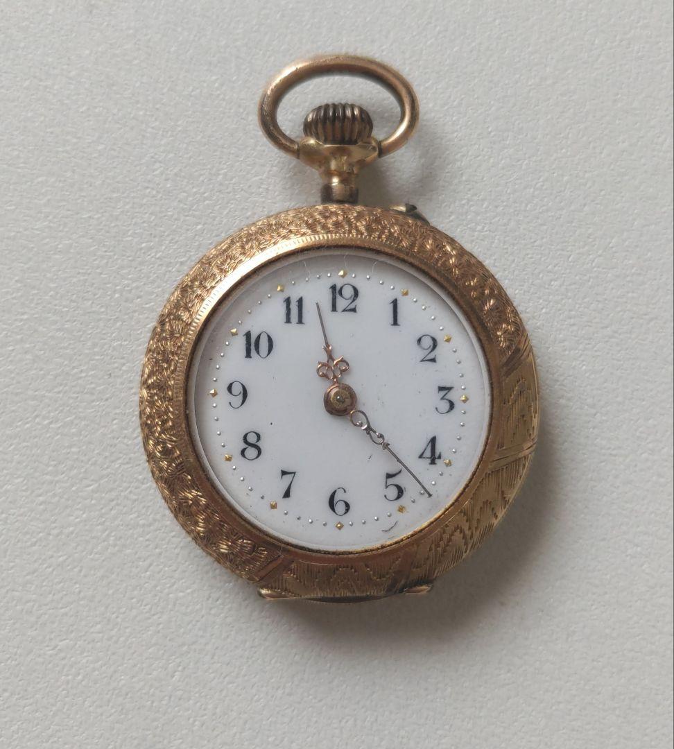 【懐中時計】手巻き アンティーク 稼働品0.585（14金）記載あり