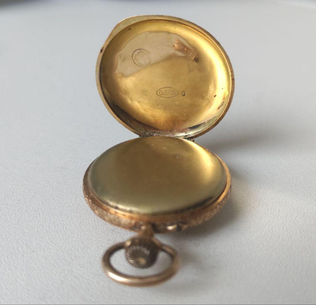 【懐中時計】手巻き アンティーク 稼働品0.585（14金）記載あり