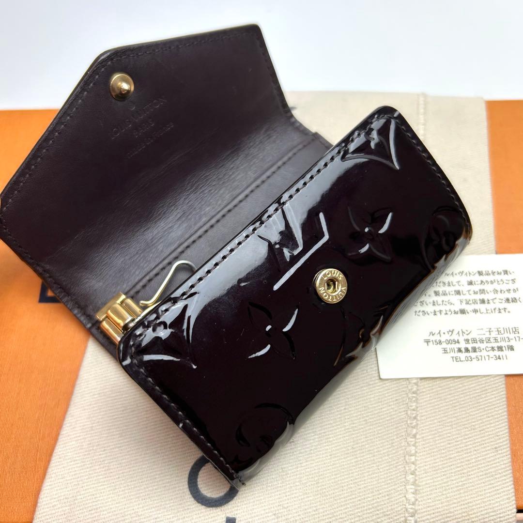 鑑定済 ルイヴィトン ヴェルニ 人気 アマラント キーケース６連