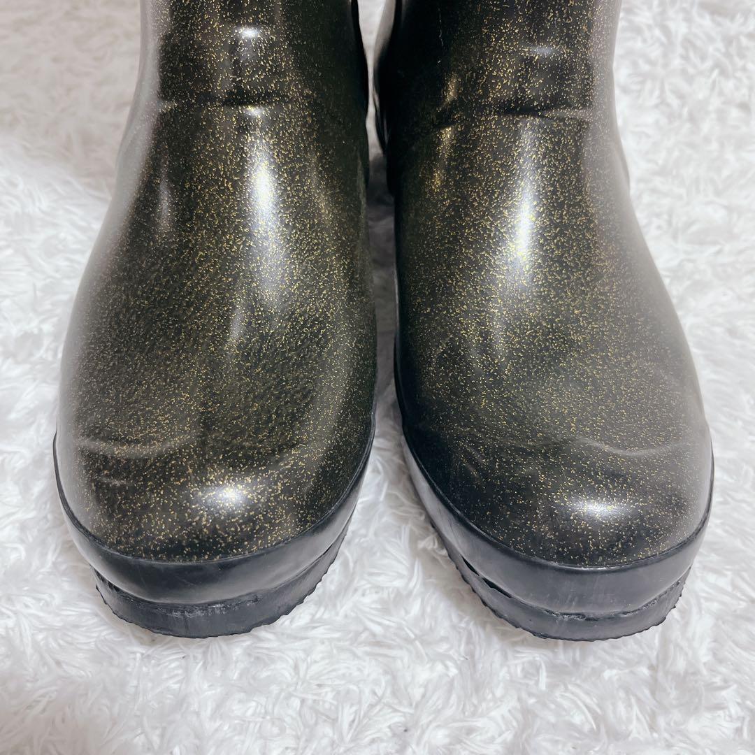 HUNTER ハンター　レインブーツ　長靴　ブーツ　ラバー　ラメ　ブラック