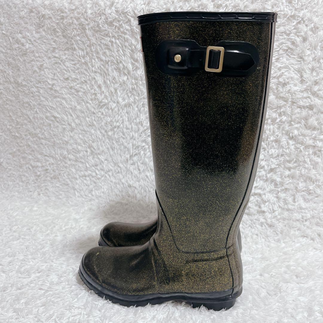 HUNTER ハンター　レインブーツ　長靴　ブーツ　ラバー　ラメ　ブラック