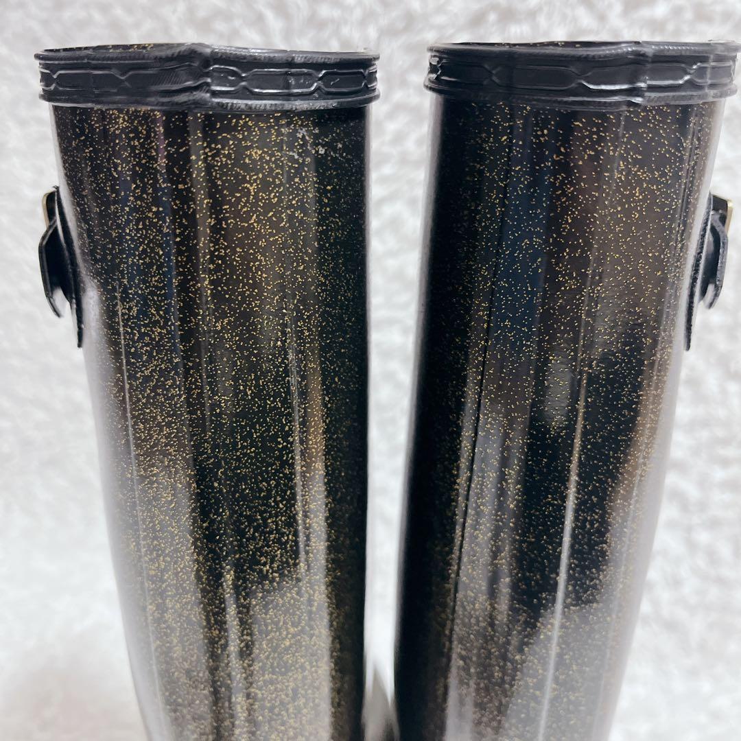 HUNTER ハンター　レインブーツ　長靴　ブーツ　ラバー　ラメ　ブラック