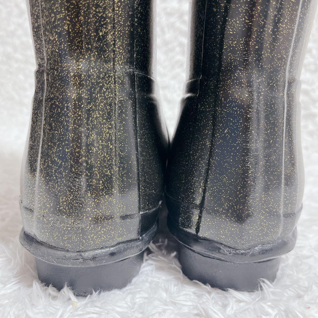 HUNTER ハンター　レインブーツ　長靴　ブーツ　ラバー　ラメ　ブラック