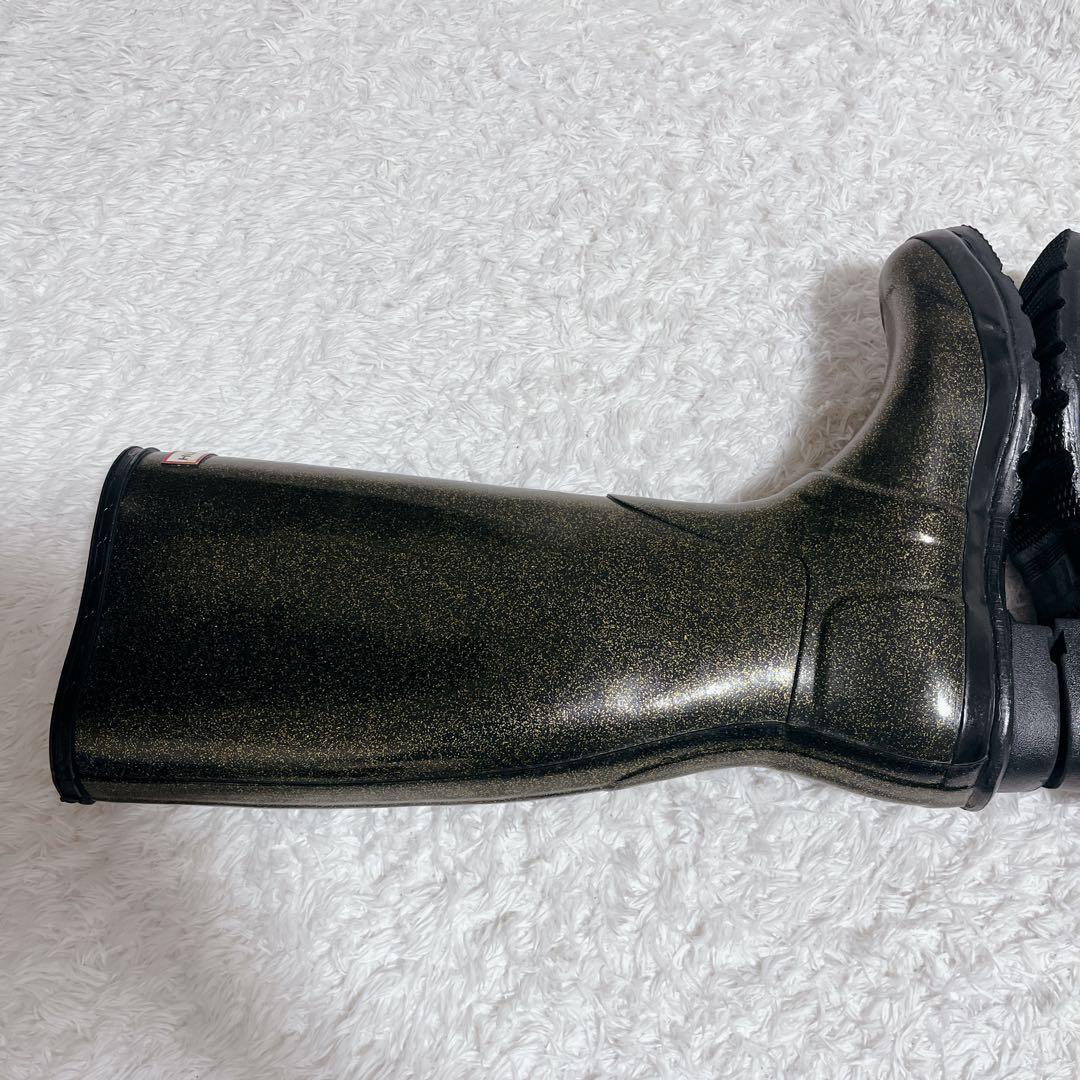 HUNTER ハンター　レインブーツ　長靴　ブーツ　ラバー　ラメ　ブラック