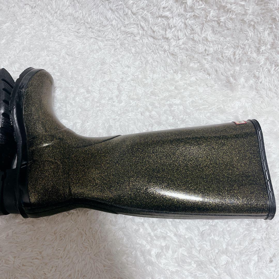 HUNTER ハンター　レインブーツ　長靴　ブーツ　ラバー　ラメ　ブラック