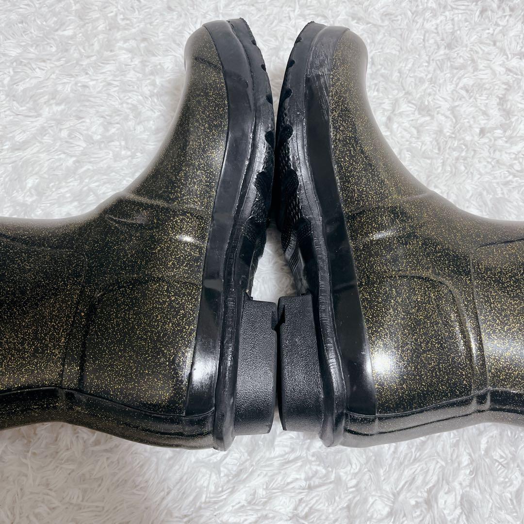 HUNTER ハンター　レインブーツ　長靴　ブーツ　ラバー　ラメ　ブラック
