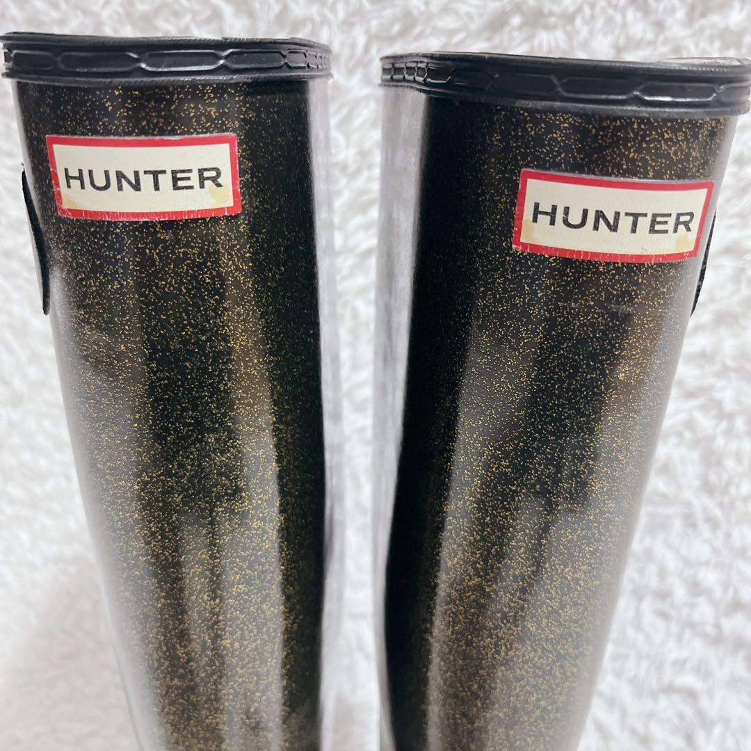 HUNTER ハンター　レインブーツ　長靴　ブーツ　ラバー　ラメ　ブラック