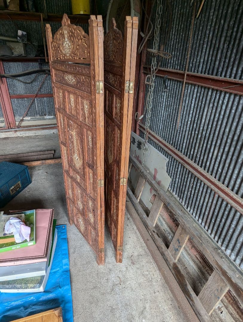 ヴィンテージ　パーテンション　4連絡 アンティークアジアン　ついたて