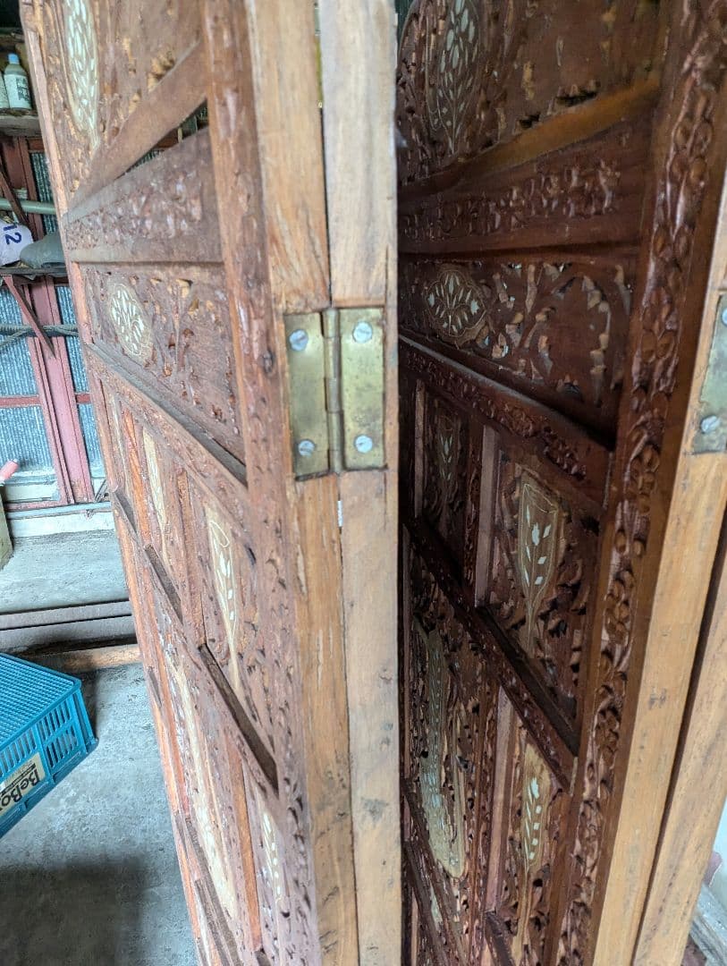 ヴィンテージ　パーテンション　4連絡 アンティークアジアン　ついたて