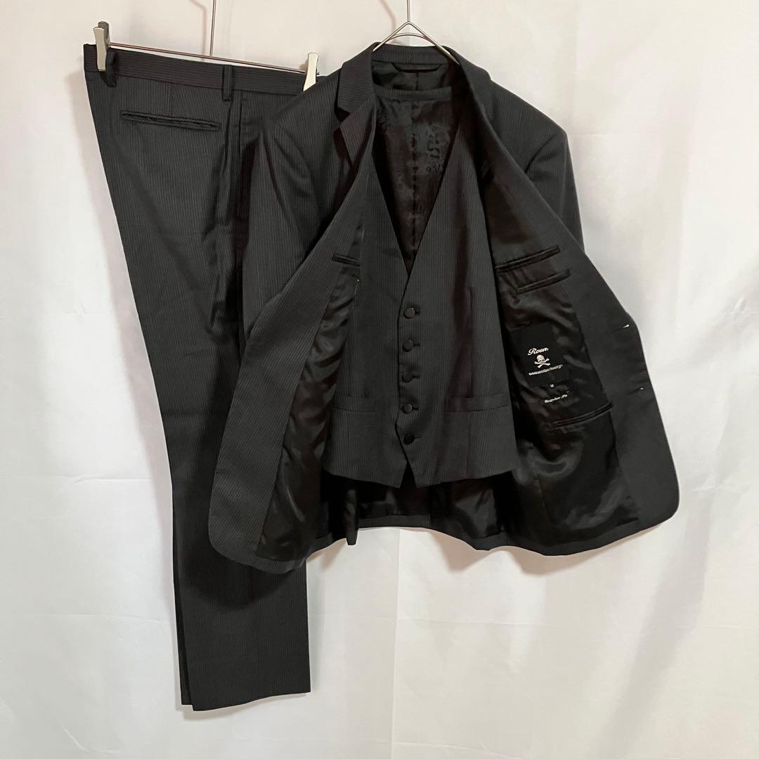 【ロエン/スリーピーススーツ/3点セット】ダークグレー/メンズM/美品古着