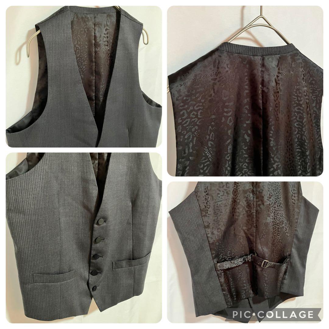 【ロエン/スリーピーススーツ/3点セット】ダークグレー/メンズM/美品古着