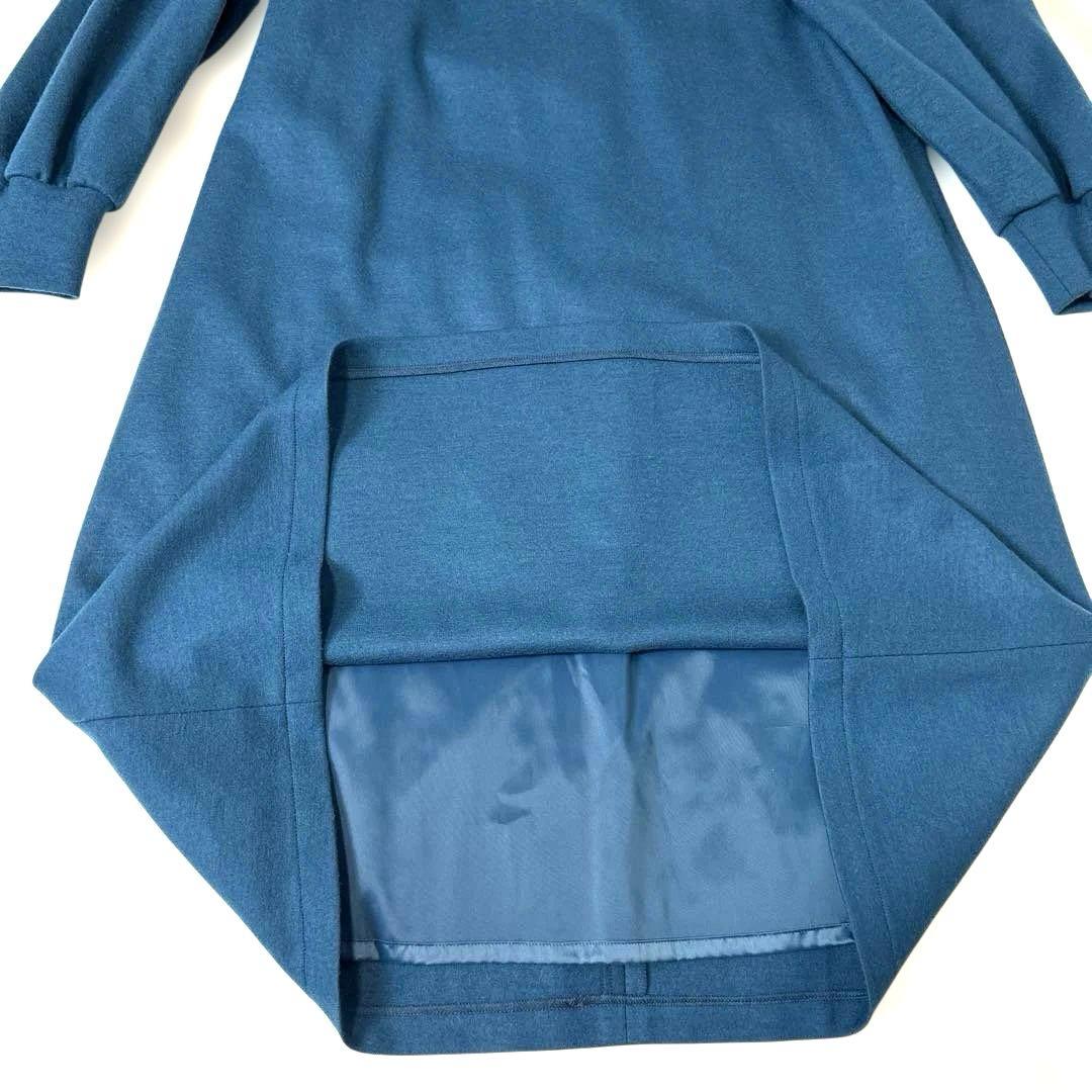 Leilian ホワイトレーベル ウールワンピース ブルー