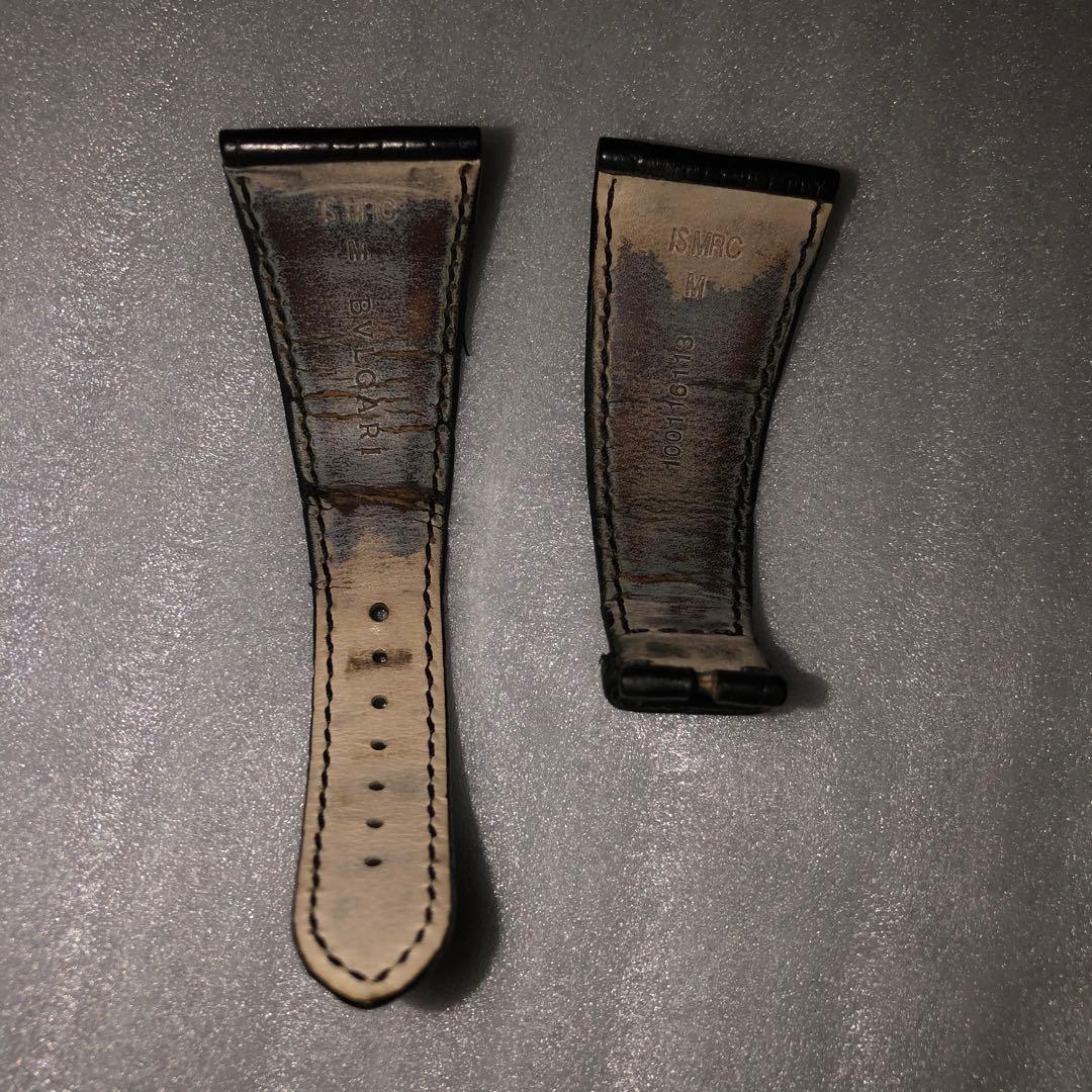 アショーマ　48mm用　純正　レザーストラップ　時計ベルト　革製　ブラック　黒