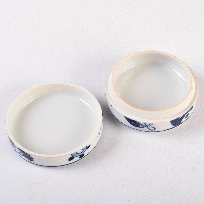 茶道具　清閑寺窯造　染付　人間万事　香合　共箱　V　8369