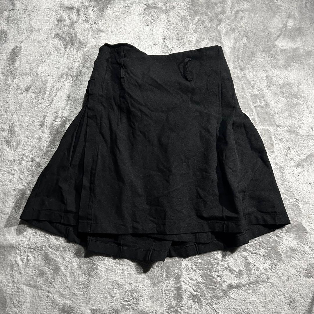 AD2008 09SS archive ポリ縮プリーツキルトスカート 巻き 黒