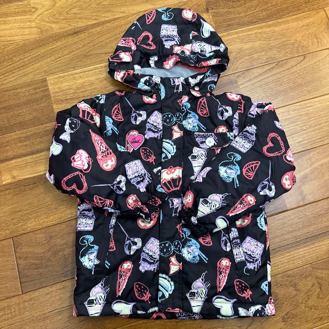 子供用スキーウェアセット　黒とピンク120 cm パープルグローブ15cm