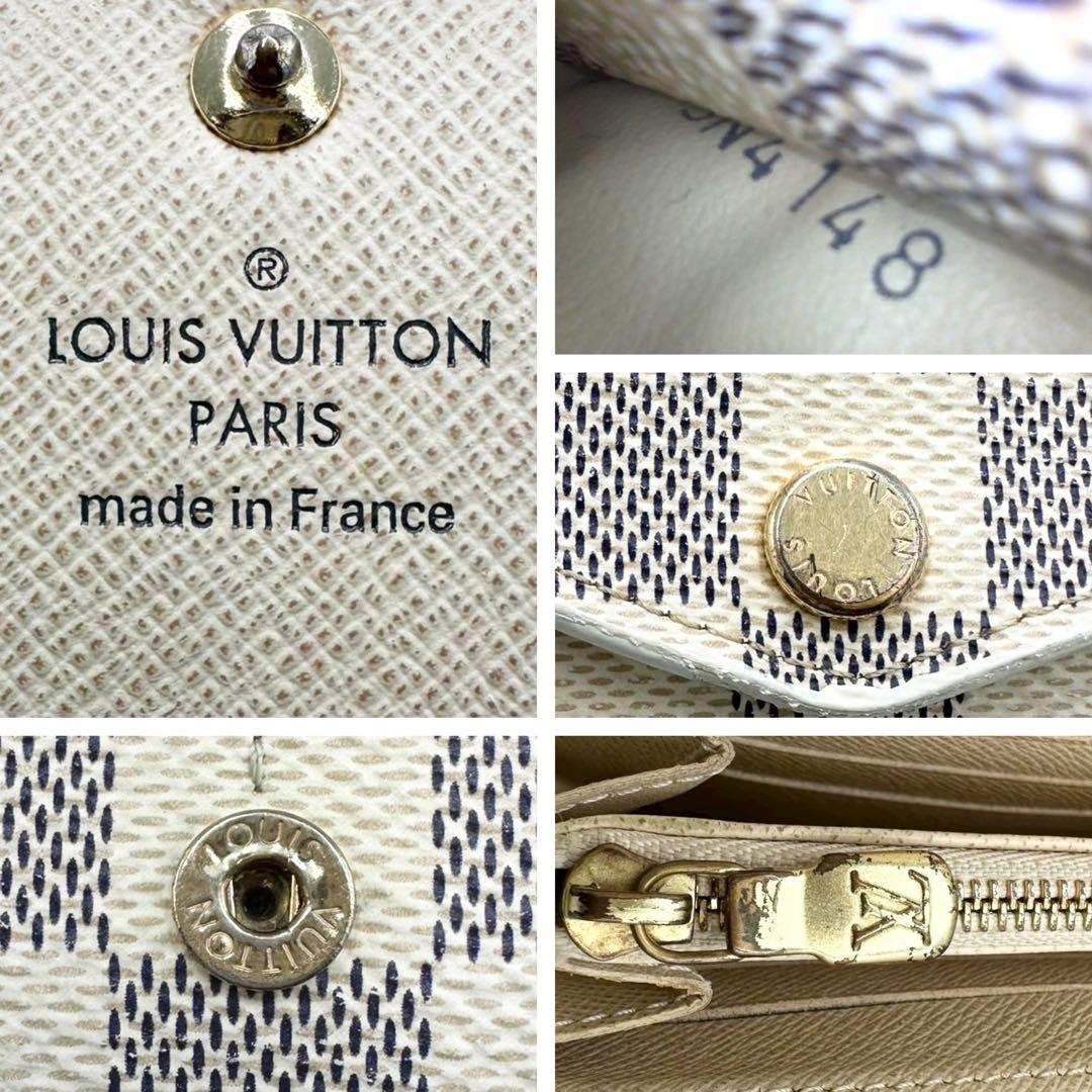 【極美品】ルイヴィトン 新型ポルトフォイユサラ 長財布 ダミエ アズール 白