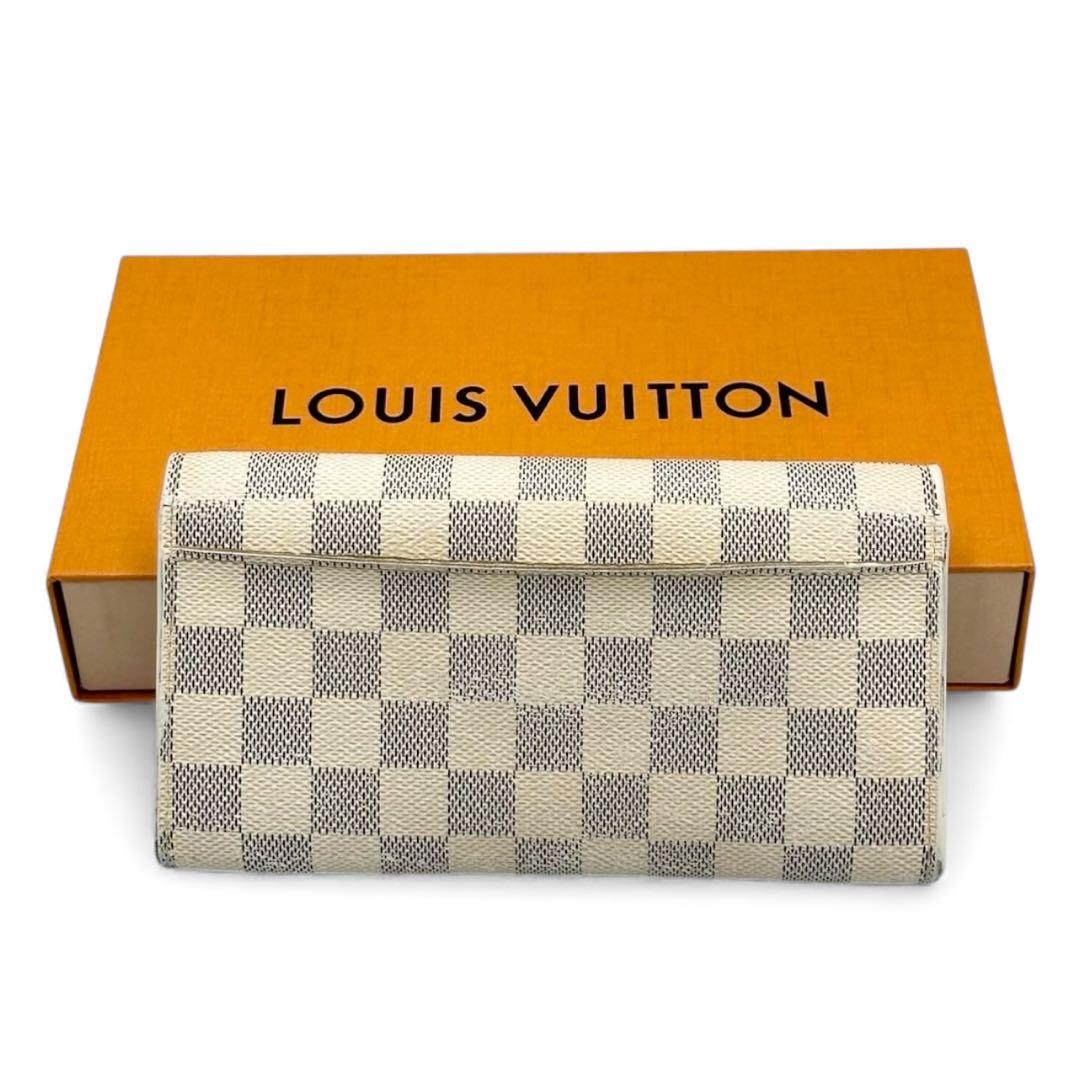 【極美品】ルイヴィトン 新型ポルトフォイユサラ 長財布 ダミエ アズール 白