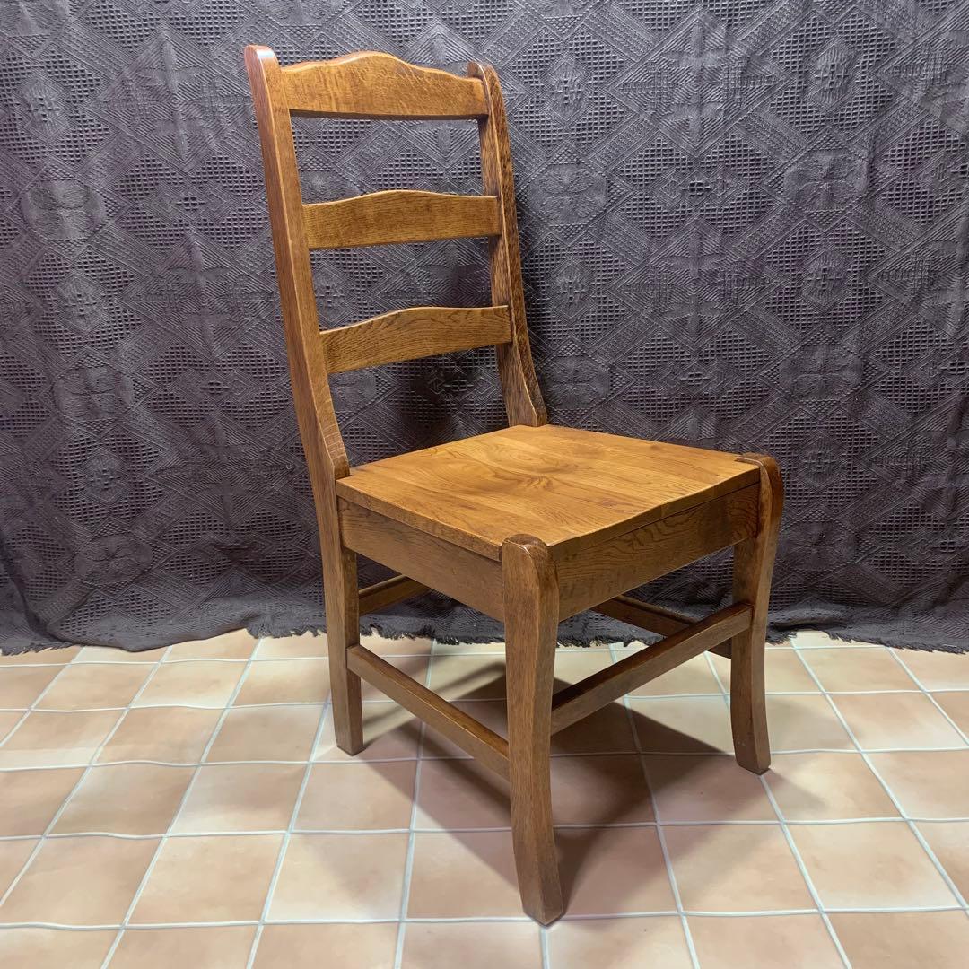 【①】ラダーバックチェア ヴィンテージ オーク材 無垢材 民芸家具