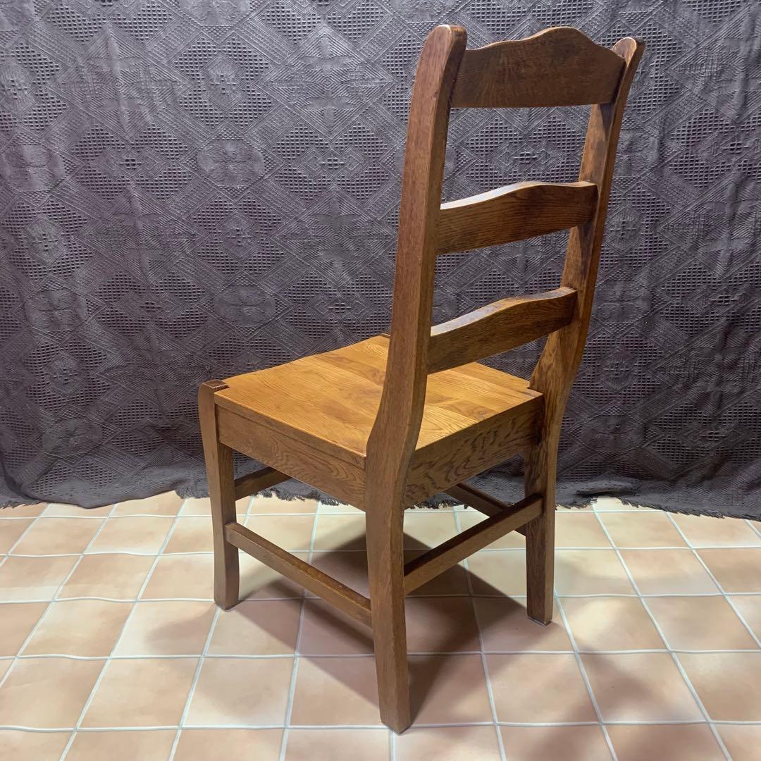 【①】ラダーバックチェア ヴィンテージ オーク材 無垢材 民芸家具