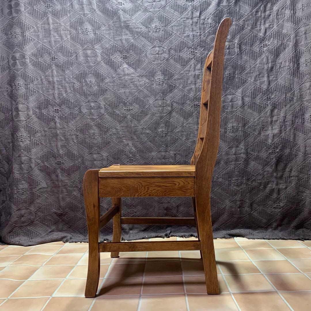 【①】ラダーバックチェア ヴィンテージ オーク材 無垢材 民芸家具