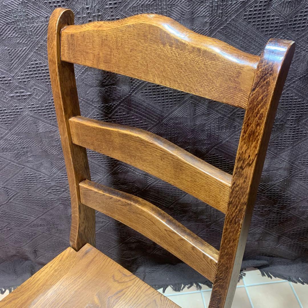 【①】ラダーバックチェア ヴィンテージ オーク材 無垢材 民芸家具