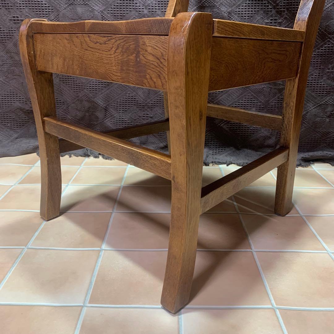 【①】ラダーバックチェア ヴィンテージ オーク材 無垢材 民芸家具