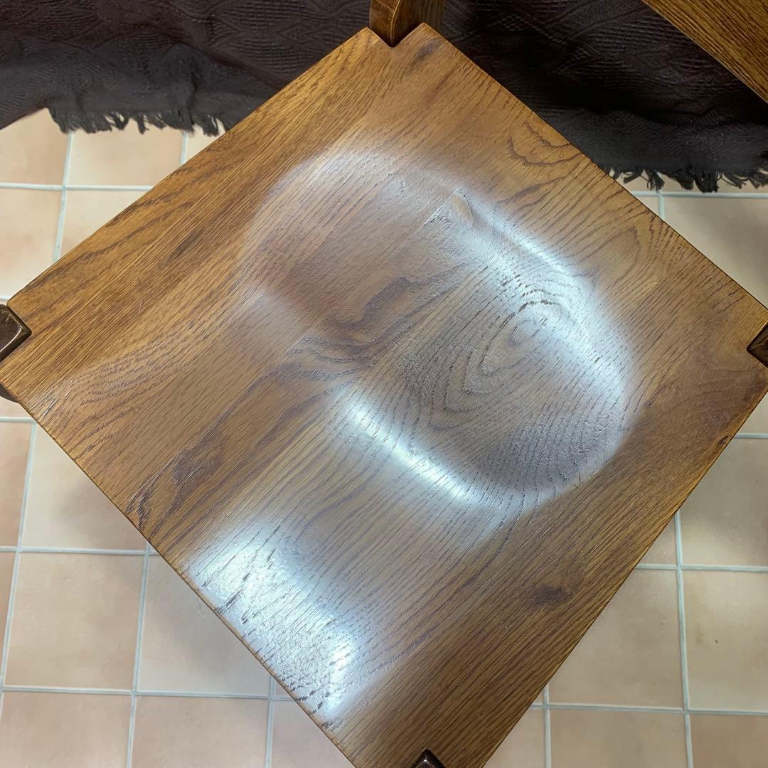 【①】ラダーバックチェア ヴィンテージ オーク材 無垢材 民芸家具