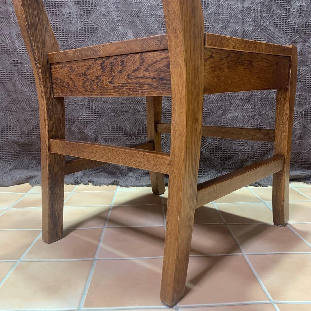 【①】ラダーバックチェア ヴィンテージ オーク材 無垢材 民芸家具