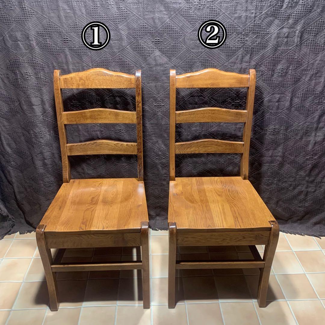 【①】ラダーバックチェア ヴィンテージ オーク材 無垢材 民芸家具