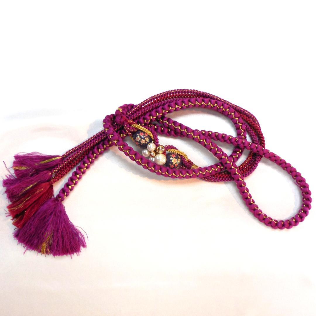 美品★振袖フルセット　正絹　振袖　７点　成人式　Sサイズ　パープル系　紫　花柄