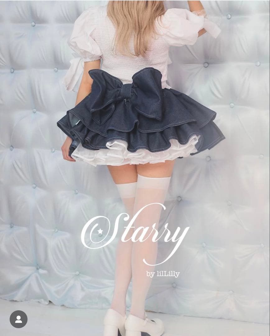 Starry by lilLily バックリボンデニムスカート リルリリー