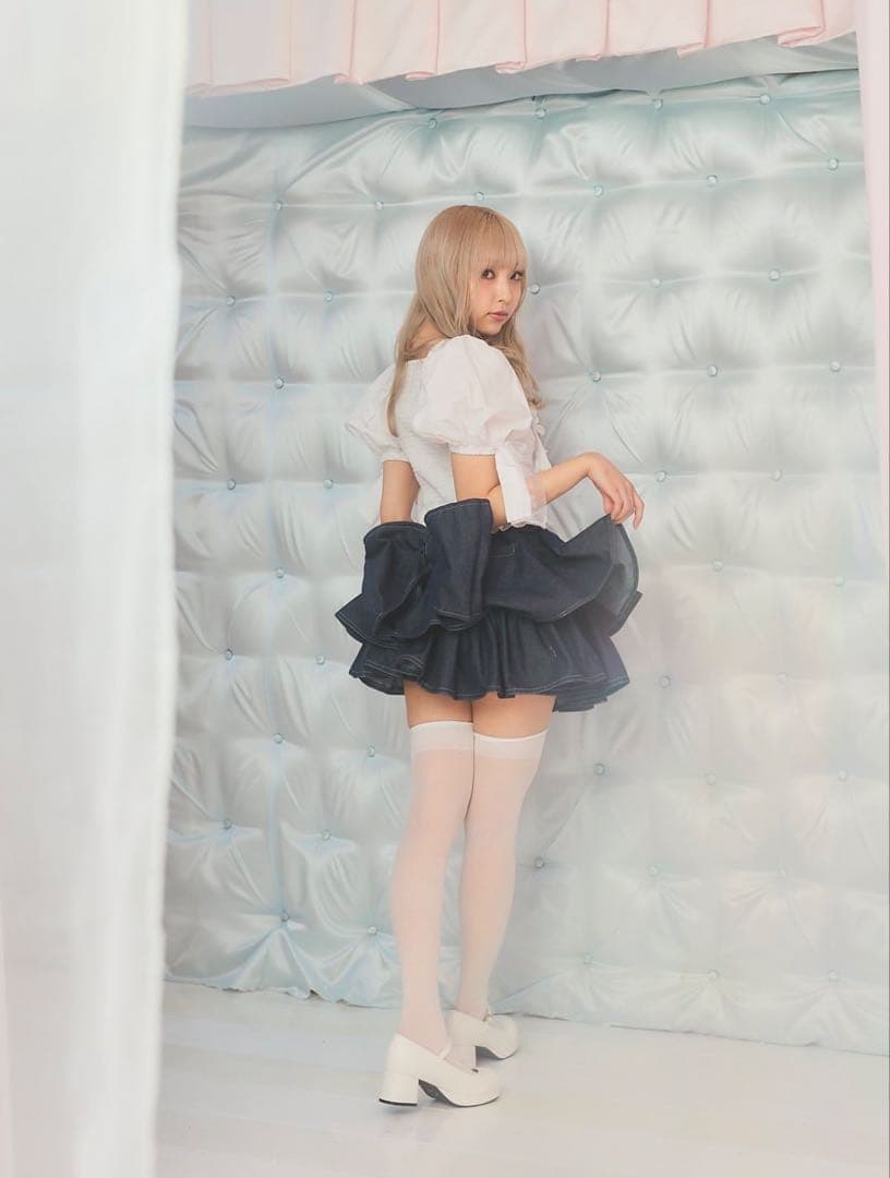 Starry by lilLily バックリボンデニムスカート リルリリー