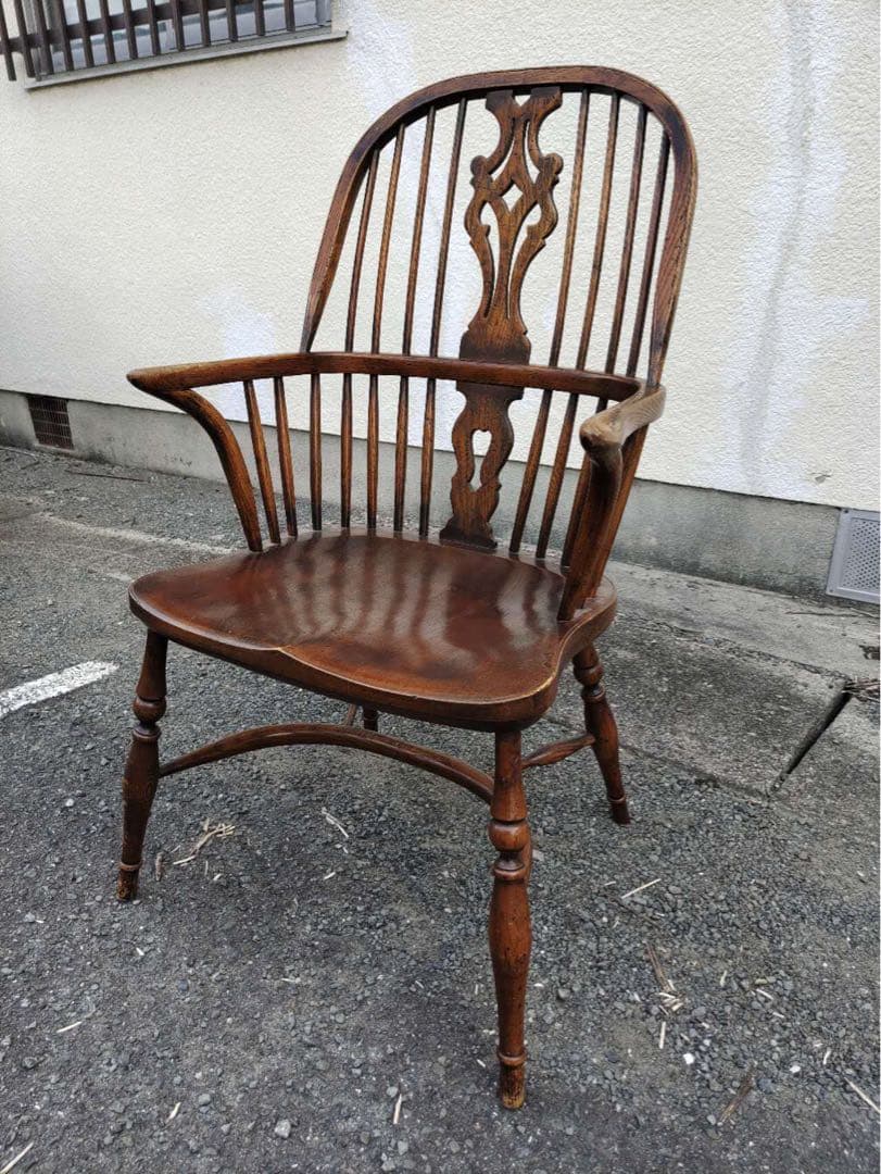 イギリス製 アンティーク椅子 ヴィクトリアン エルム ウインザー 肘掛椅子