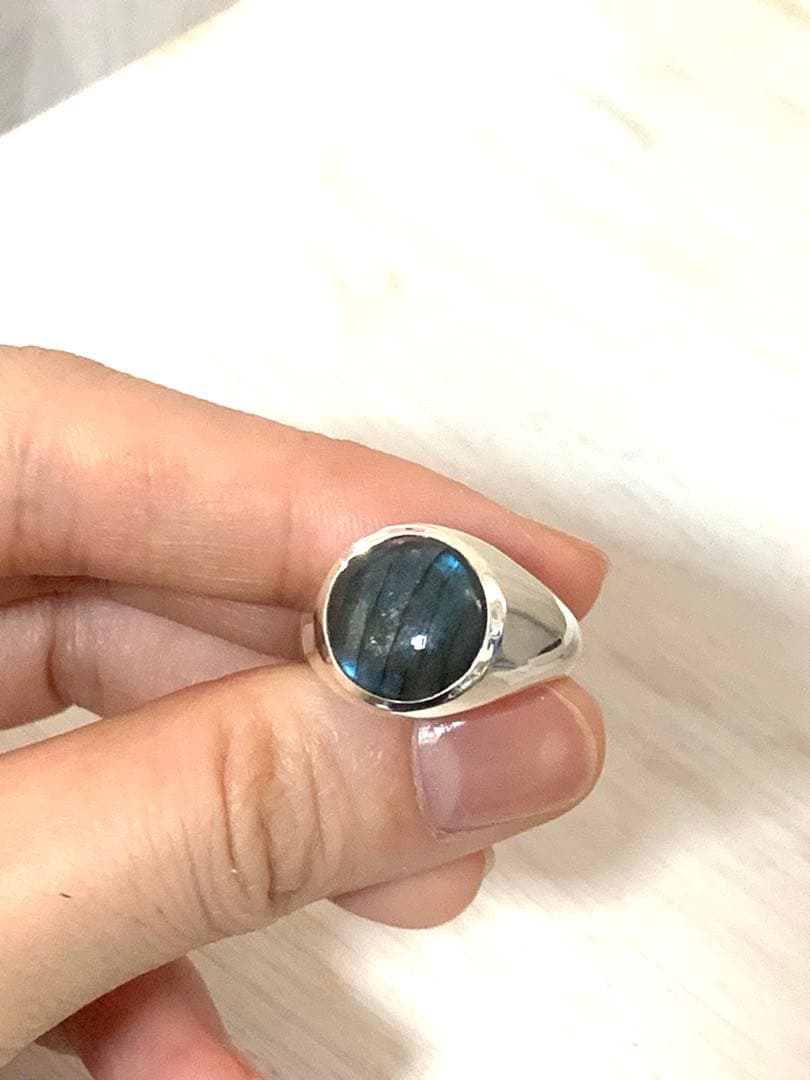 試着のみ★HASH. 16号　ラブラドライト　ラウンドリング　シルバー