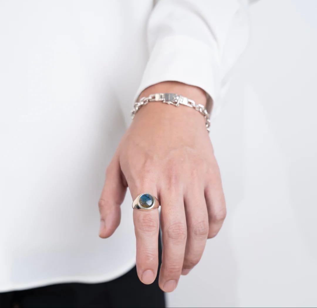 試着のみ★HASH. 16号　ラブラドライト　ラウンドリング　シルバー