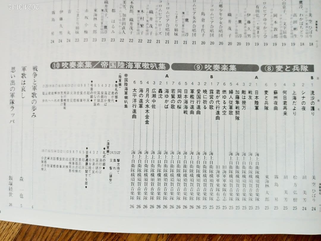 日本の軍歌　若鷲の歌　カセット１０巻と　陸海軍ラッパ集　陸海軍軍歌集　２巻