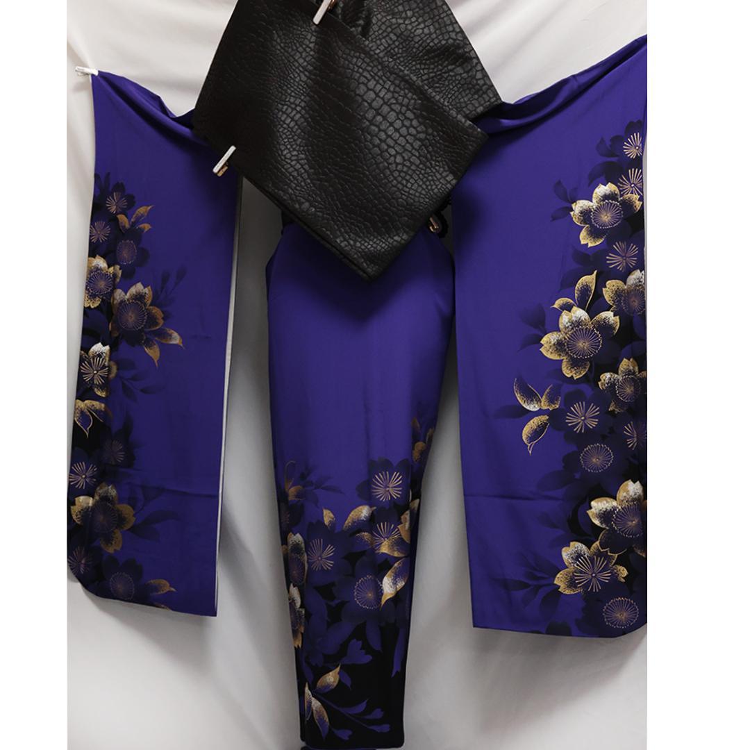 ◆ 振袖5点セット ◆丈159cm紫帯新品フルセットギャル系成人式07Ak