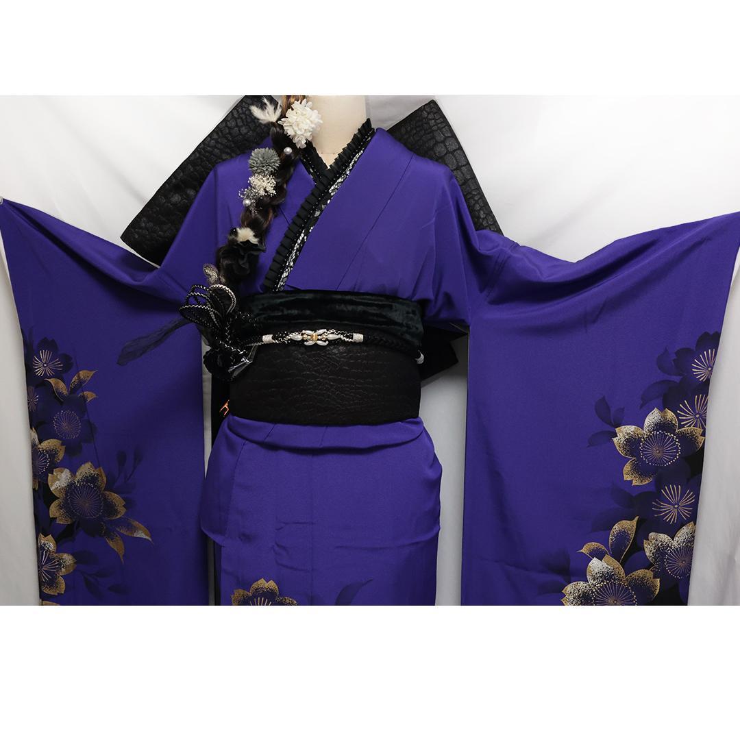 ◆ 振袖5点セット ◆丈159cm紫帯新品フルセットギャル系成人式07Ak