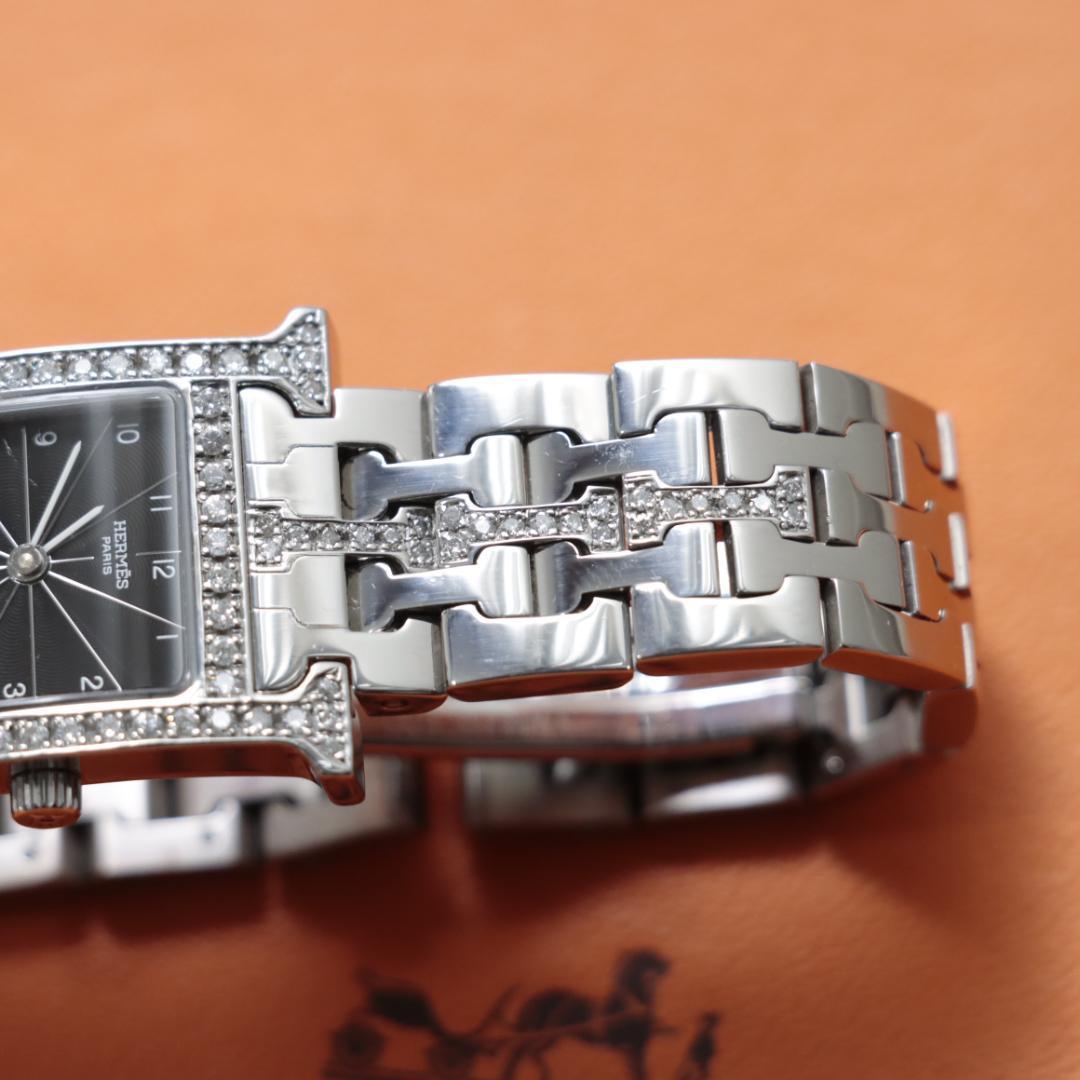 希少！稼働品！極美品　エルメスHERMES Hウォッチ　レディース腕時計　ダイヤ