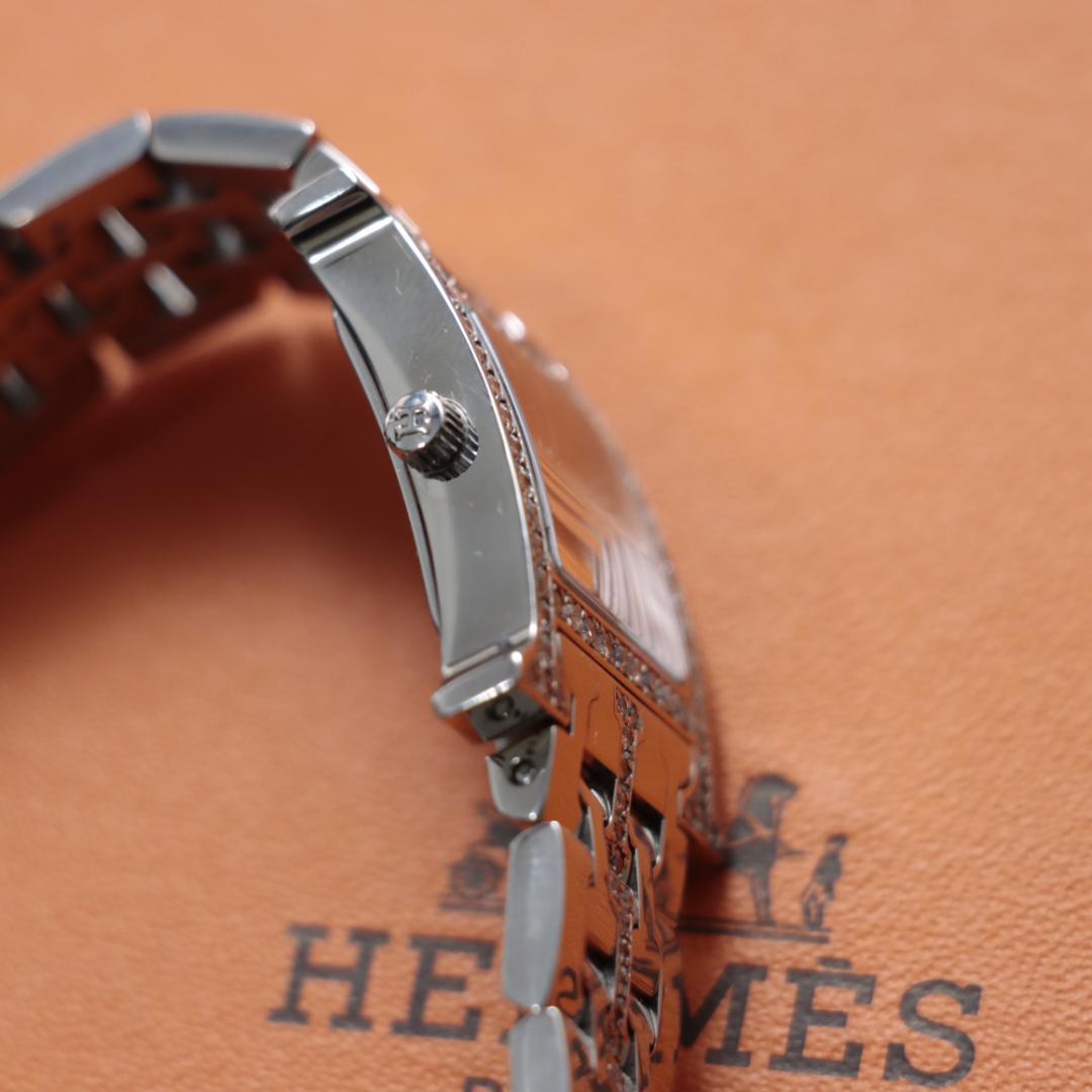 希少！稼働品！極美品　エルメスHERMES Hウォッチ　レディース腕時計　ダイヤ