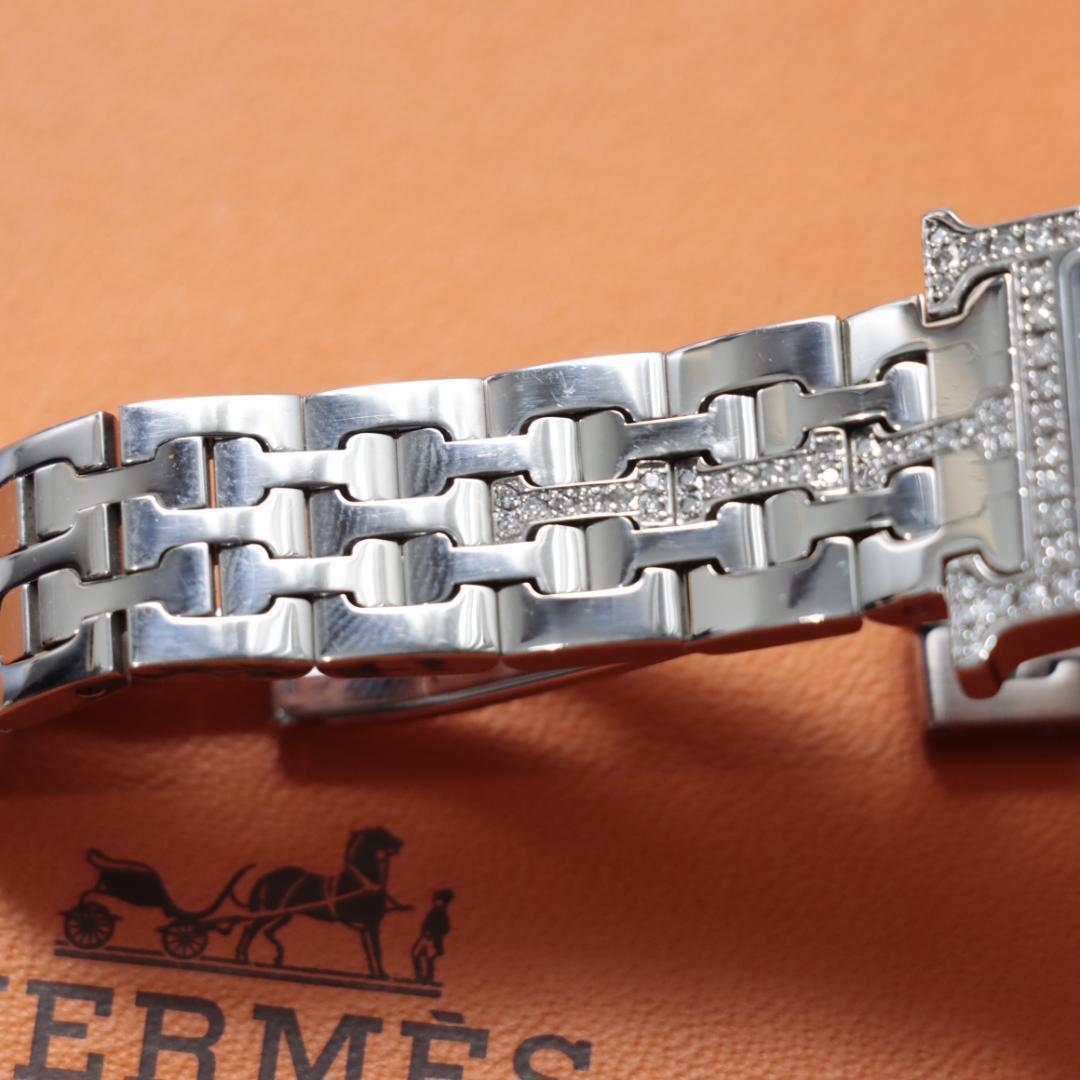 希少！稼働品！極美品　エルメスHERMES Hウォッチ　レディース腕時計　ダイヤ