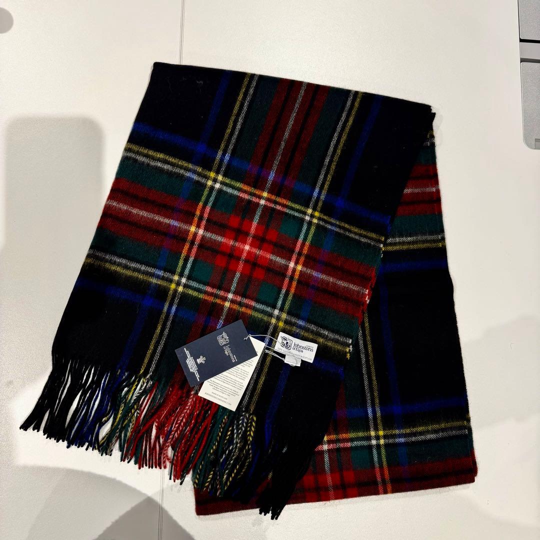 チ*コ様 ジョンストンズ カシミア 大判ストール マフラー ブラックスチュワート