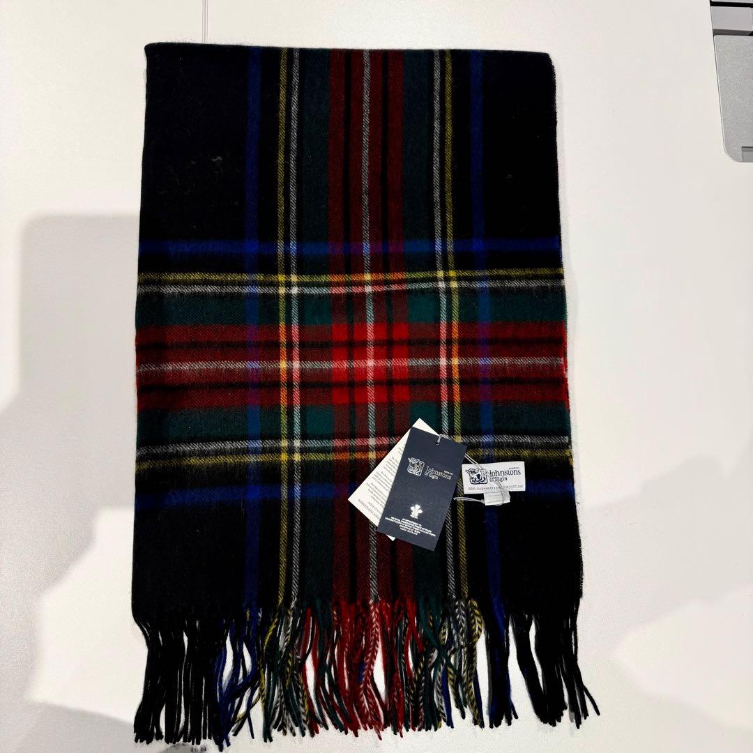 チ*コ様 ジョンストンズ カシミア 大判ストール マフラー ブラックスチュワート