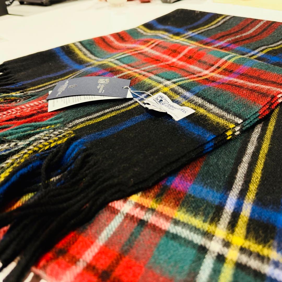 チ*コ様 ジョンストンズ カシミア 大判ストール マフラー ブラックスチュワート