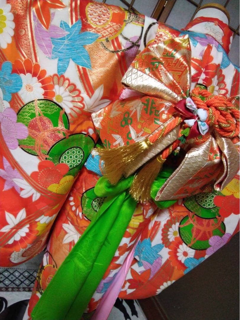 5歳から7歳向け・交織・レトロ着物のセットです