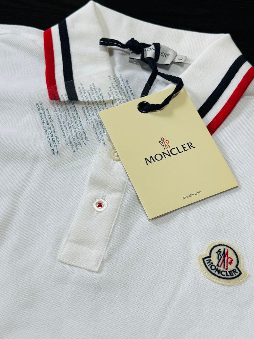 ★新品MONCLER モンクレール半袖ポロシャツ ホワイト